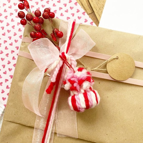 Valentine's Day Handmade Winter Mini Knit Hat Charm Gift Wrap Hanging Charm Gift - Picture 3 of 4